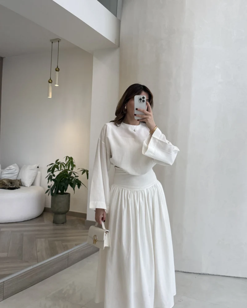 Catania Bel Detay Etek Bluz Takım - Ekru - 6017