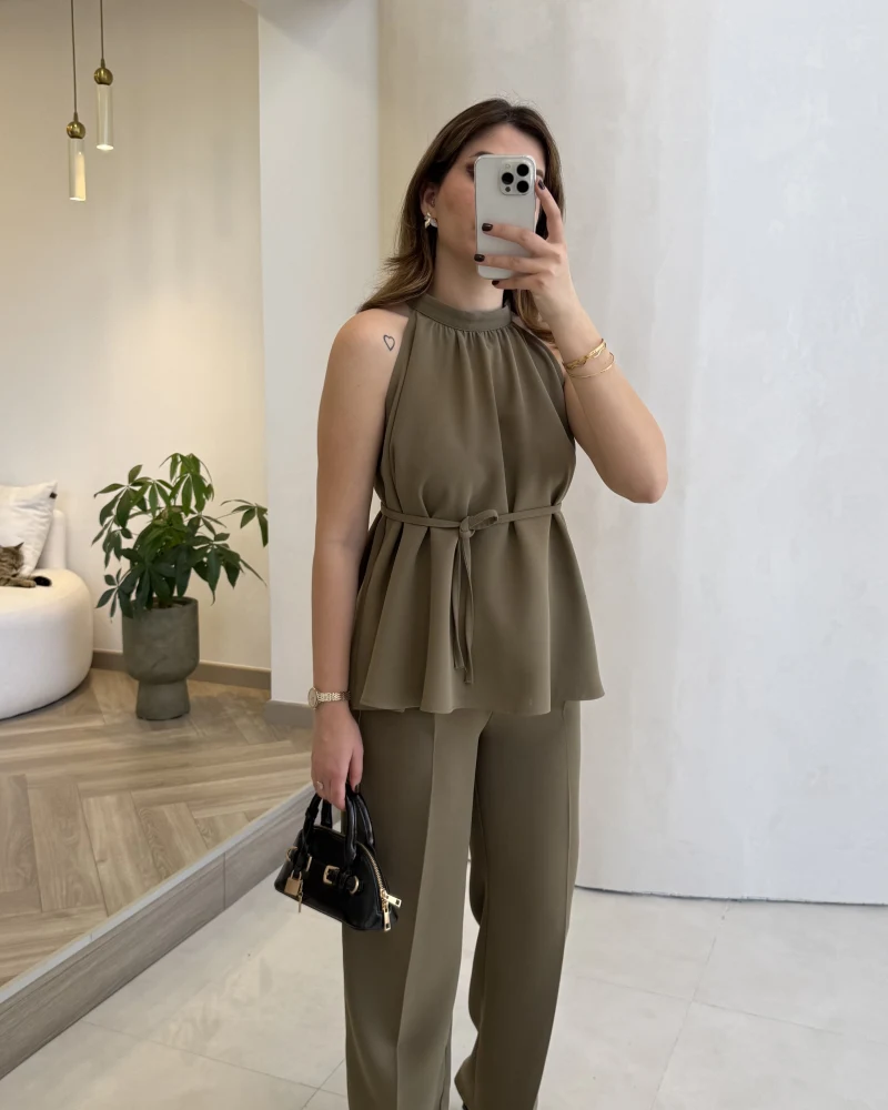 Fera Bağlama Detaylı Takım - Haki - Kod: 8920