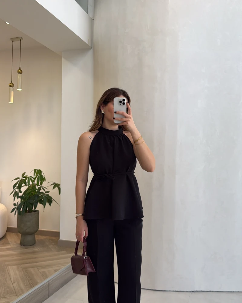 Fera Bağlama Detaylı Takım - Siyah - Kod: 8920