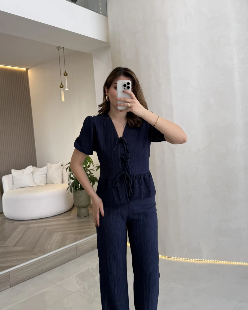 New Gofre Takım - Lacivert - Kod: 8015