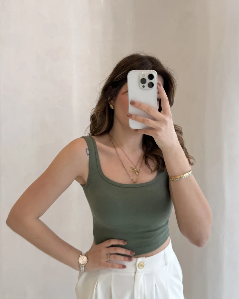 Göğüs Pedli Crop - Yeşil