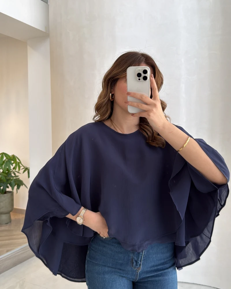 Mariposa Pelerin Bluz - Lacivert - Kod: 5044