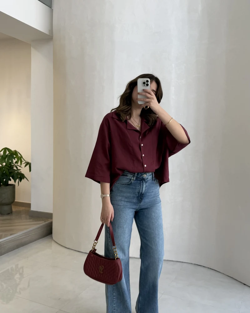 Lesi Yüksek Bel Straight Jean Pantolon - Mavi - Kod: 1014