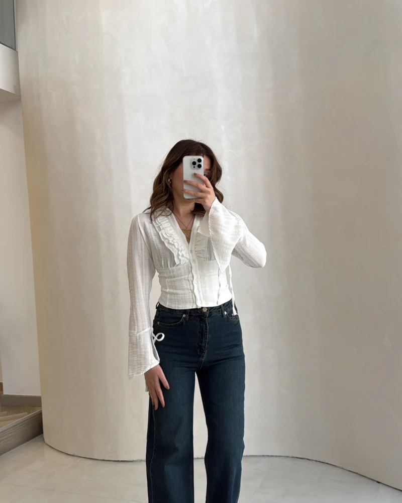 Lesi Yüksek Bel Straight Jean Pantolon - Old - Kod: 77302