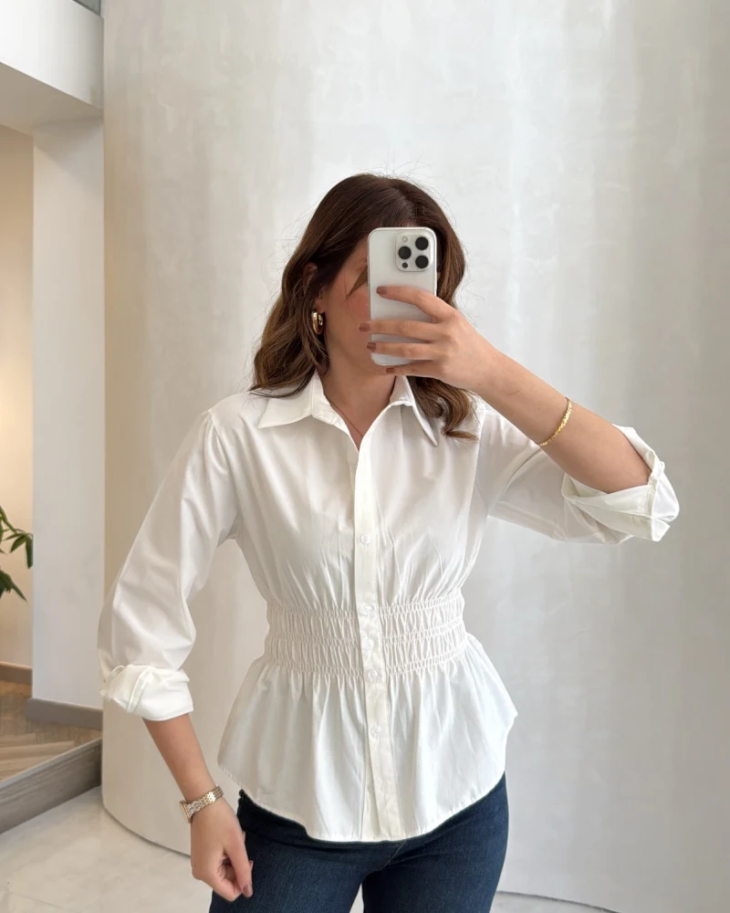 Dolly Beli Gipeli Gömlek - Beyaz - Kod: 1000