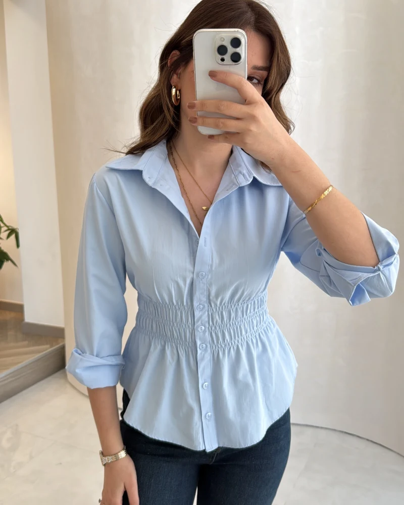 Dolly Beli Gipeli Gömlek - Mavi - Kod: 1000