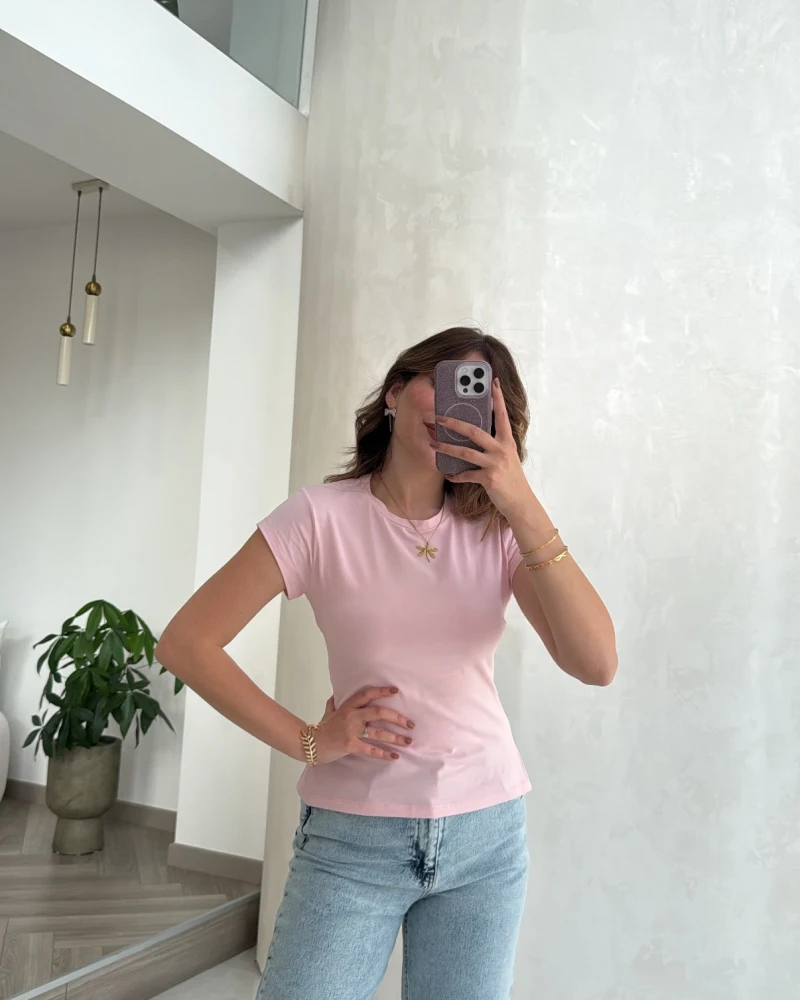 Sırtı Kancalı Bluz - Pembe - Kod: 1100