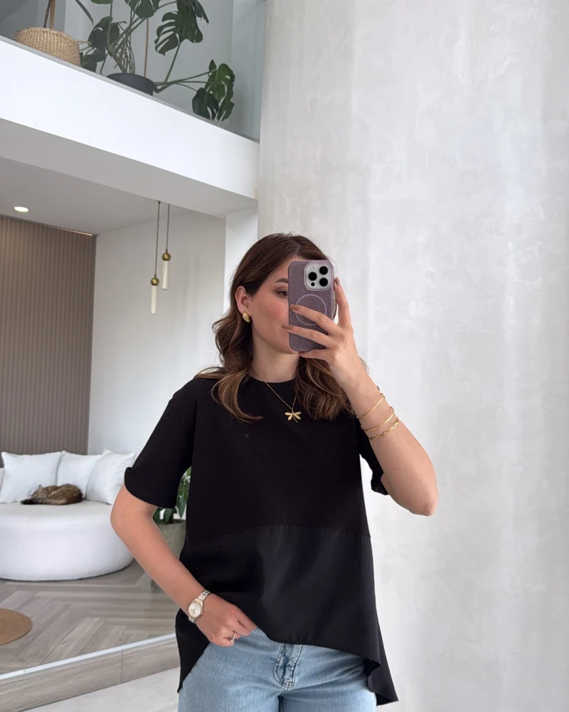 Modal T-shirt - Siyah - Kod: 1069