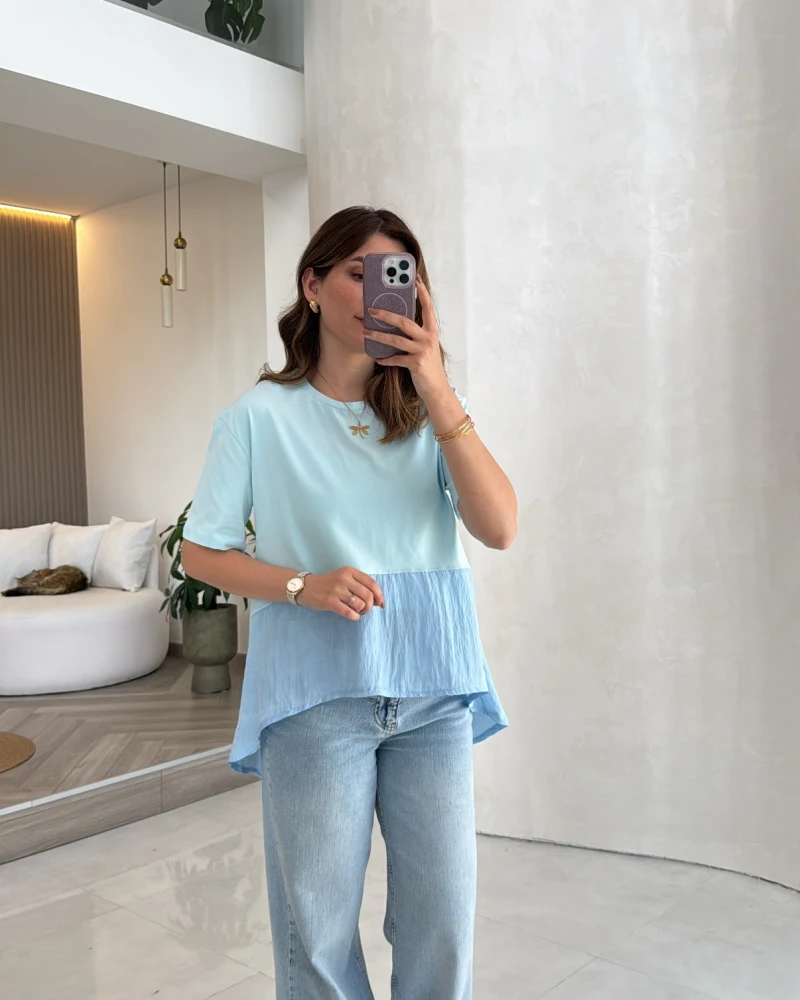Modal T-shirt - Mavi - Kod: 1069