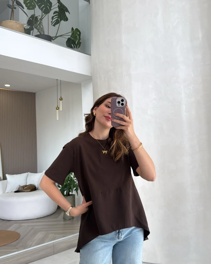 Modal T-shirt - Kahverengi - Kod: 1069