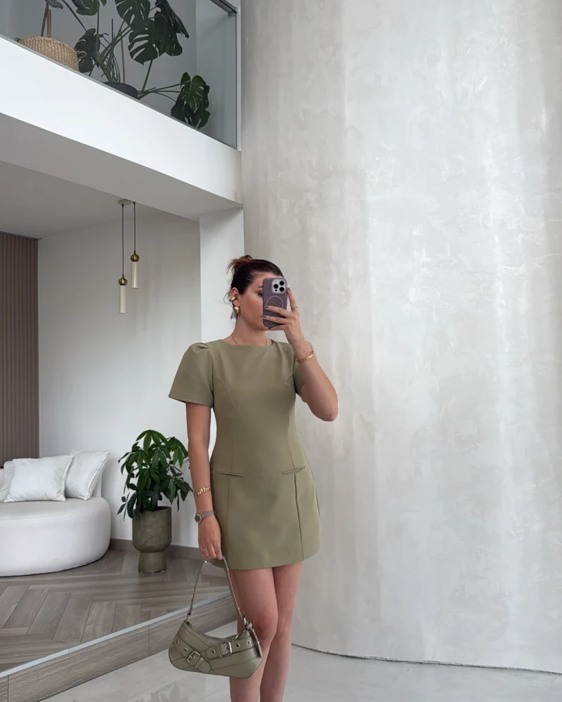 Astarı Şortlu Mini Elbise - Mint - Kod: 4195