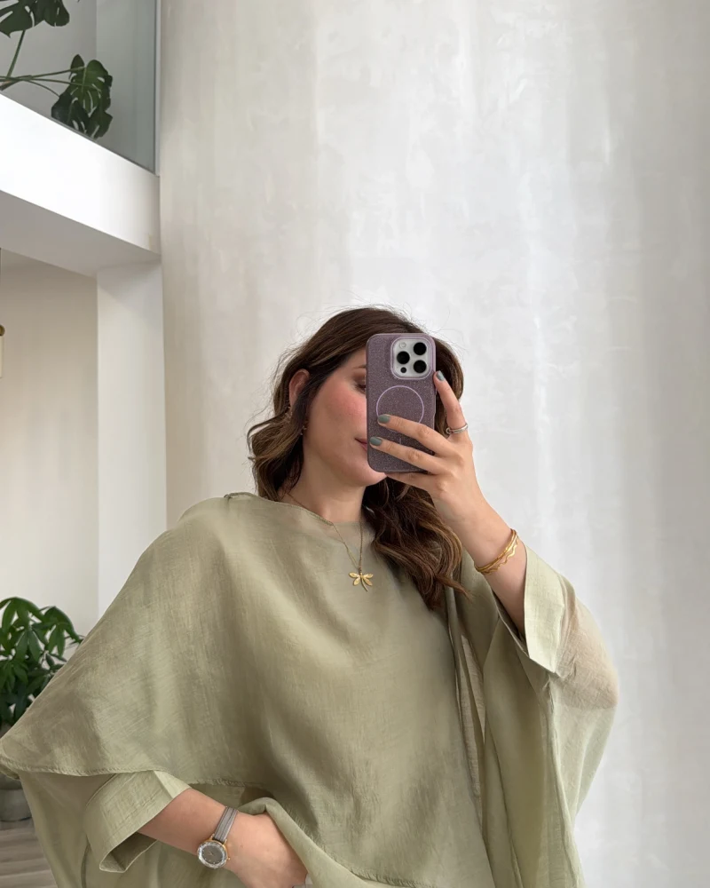 Uçuşan Pelerin Bluz - Ada Çayı - Kod: 5026