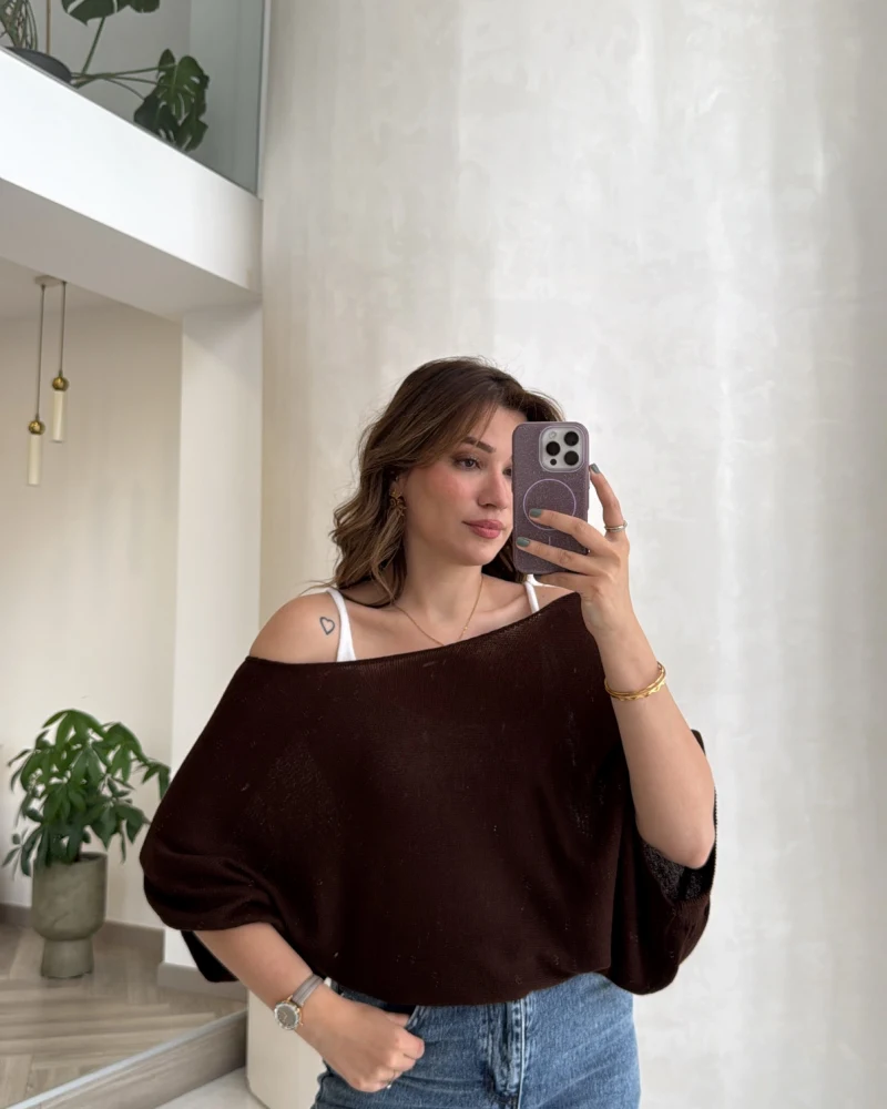 Bestie İçi Askılı Triko - Kahverengi
