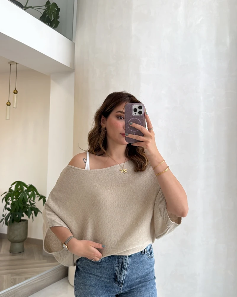 Bestie İçi Askılı Triko - Vizon