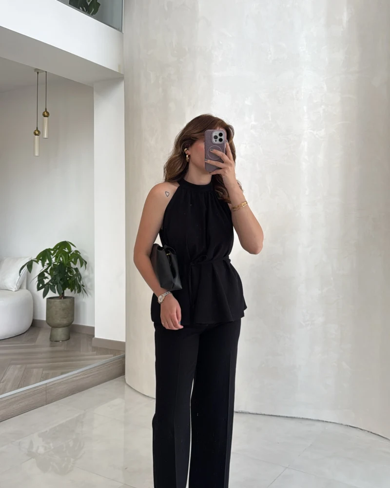 Reglan Kol Bağcıklı Takım - Siyah - Kod: 9145