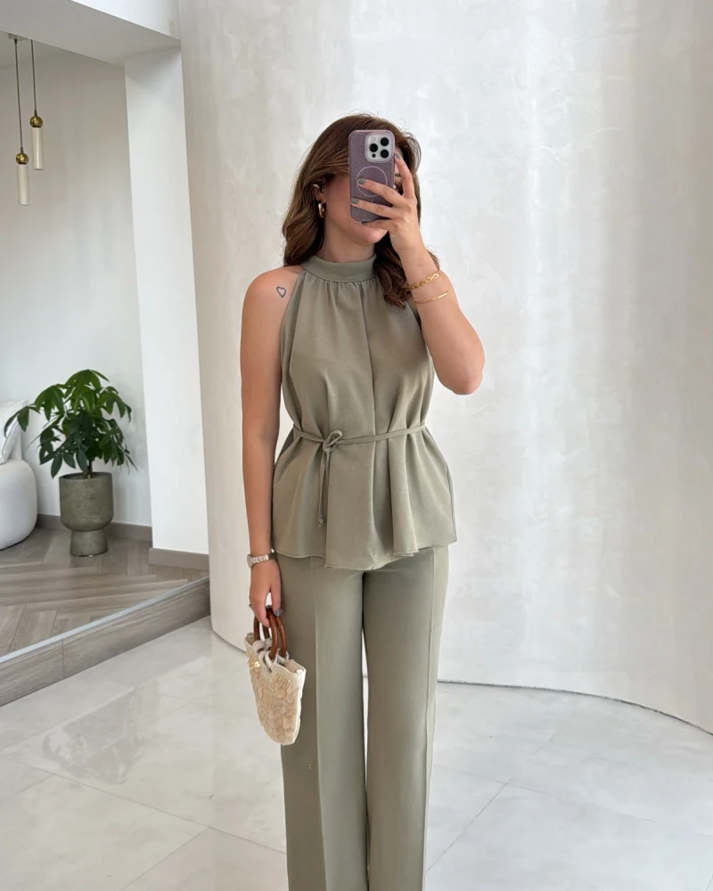 Reglan Kol Bağcıklı Takım - Haki - Kod: 9145