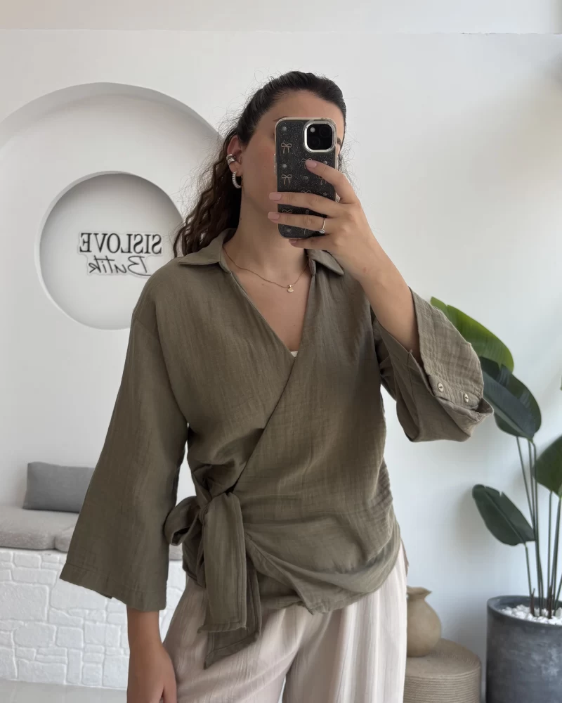 7017 - Vanilla Müslin Kimono - Haki