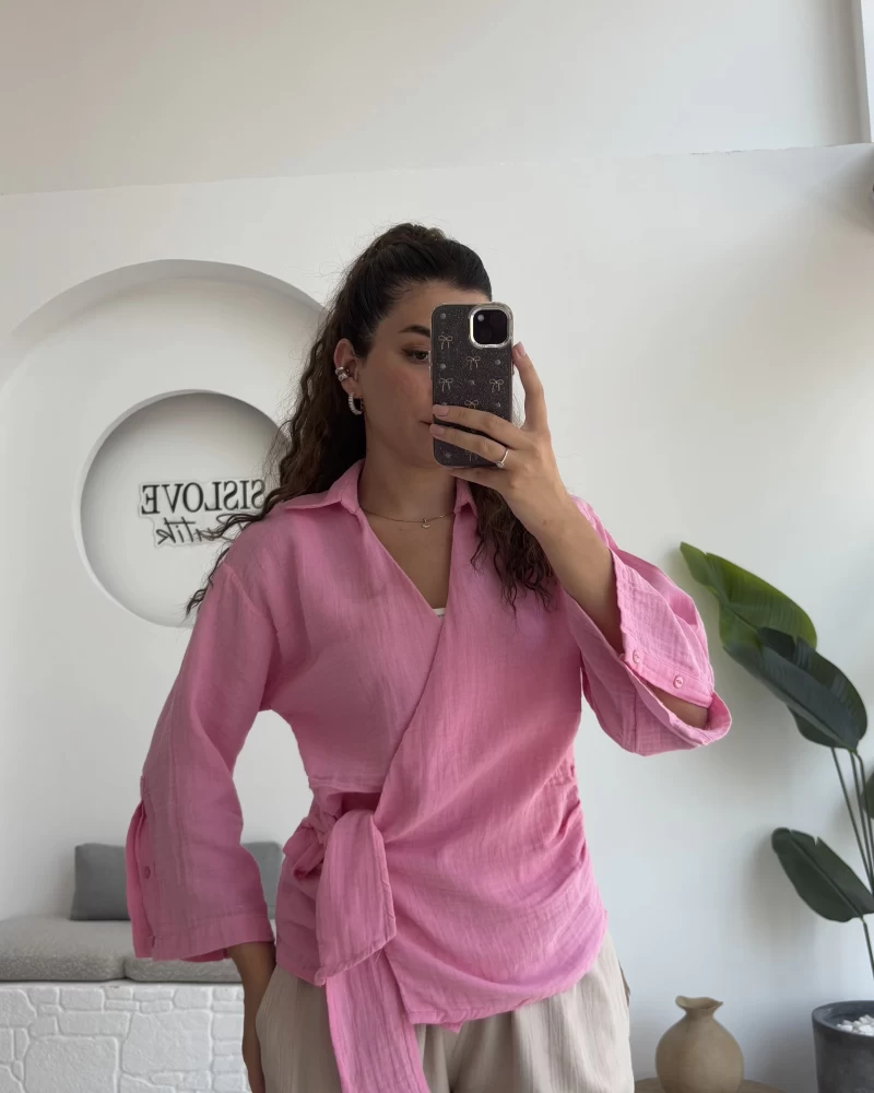 7017 - Vanilla Müslin Kimono - Şeker Pembesi