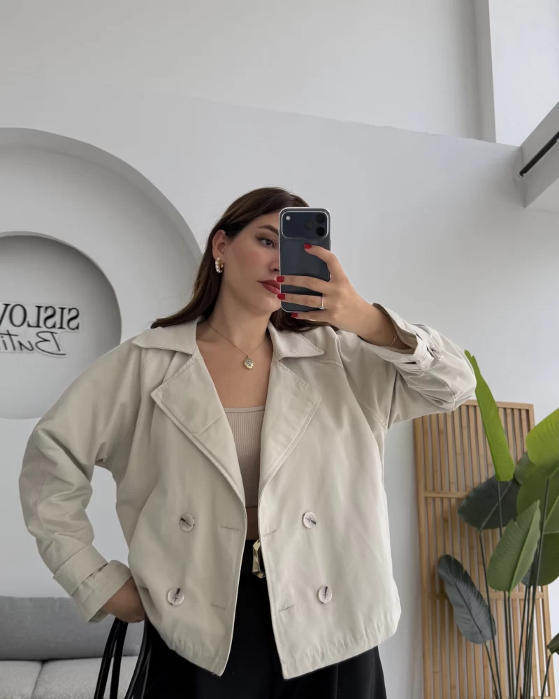 Adeena Yarım Trençkot - Taş - Kod: 7025