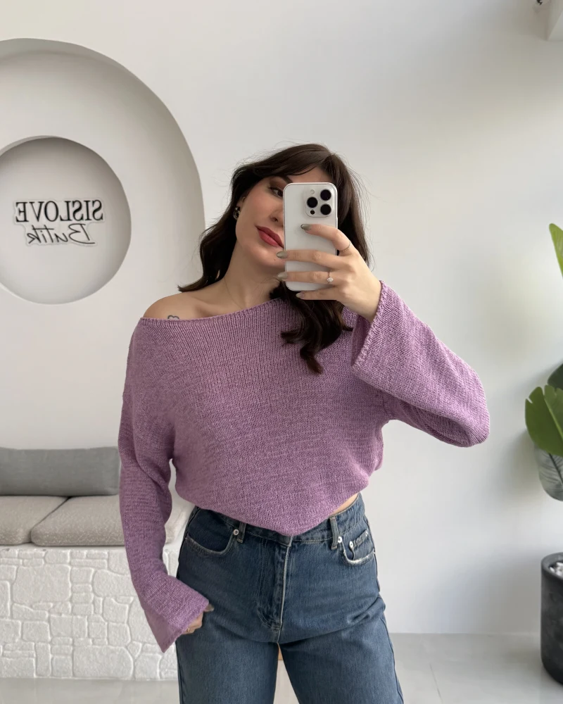 Anabel Kayık Yaka Triko - Lila