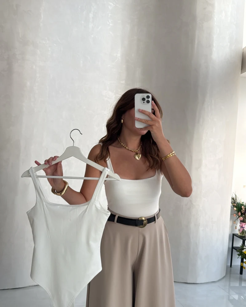 Askılı Zıbın Bodysuıt - Beyaz - Kod: 071822