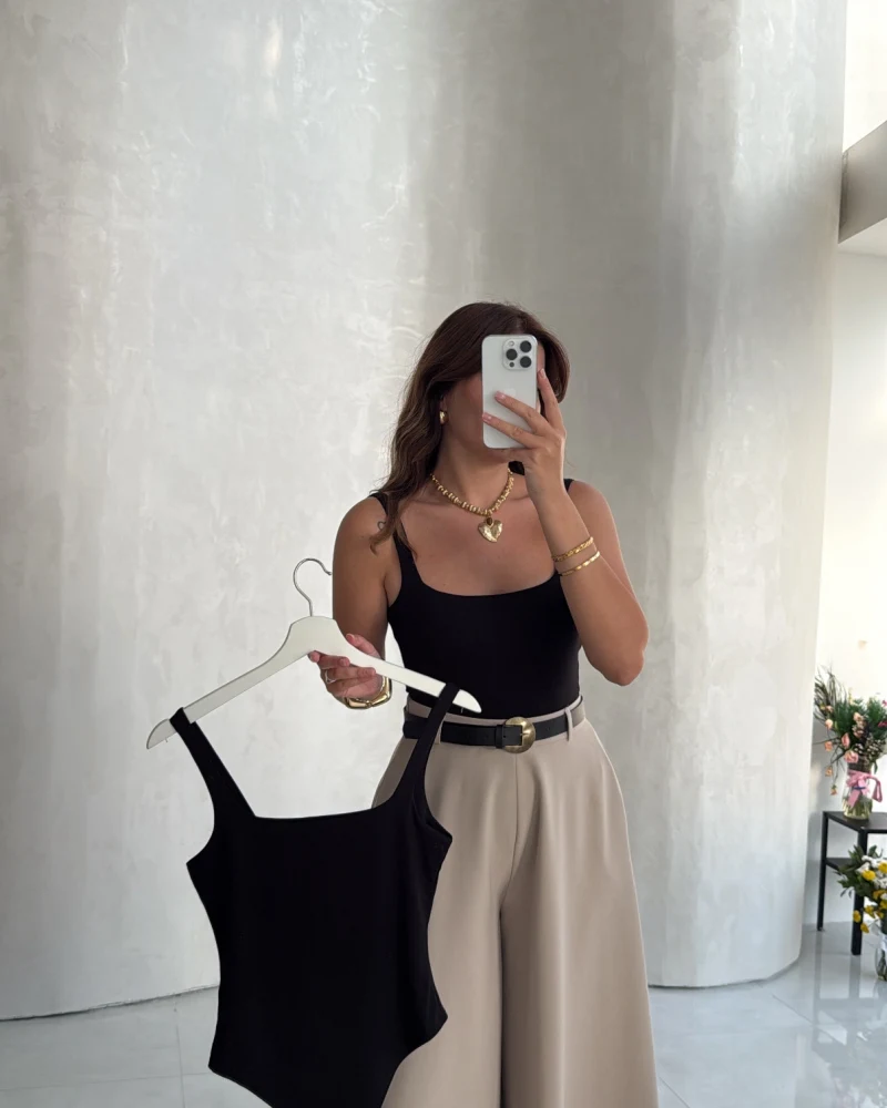 Askılı Zıbın Bodysuıt - Siyah - Kod: 071822