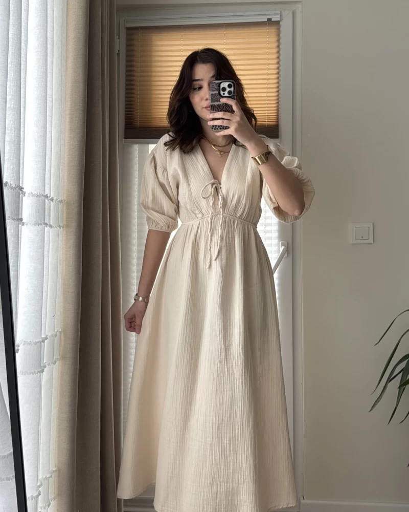 Becca Müslin Kumaş Elbise Taş