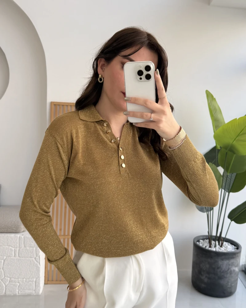 Bella Simli Uzun Kol Kazak - Haki - Kod: 251133