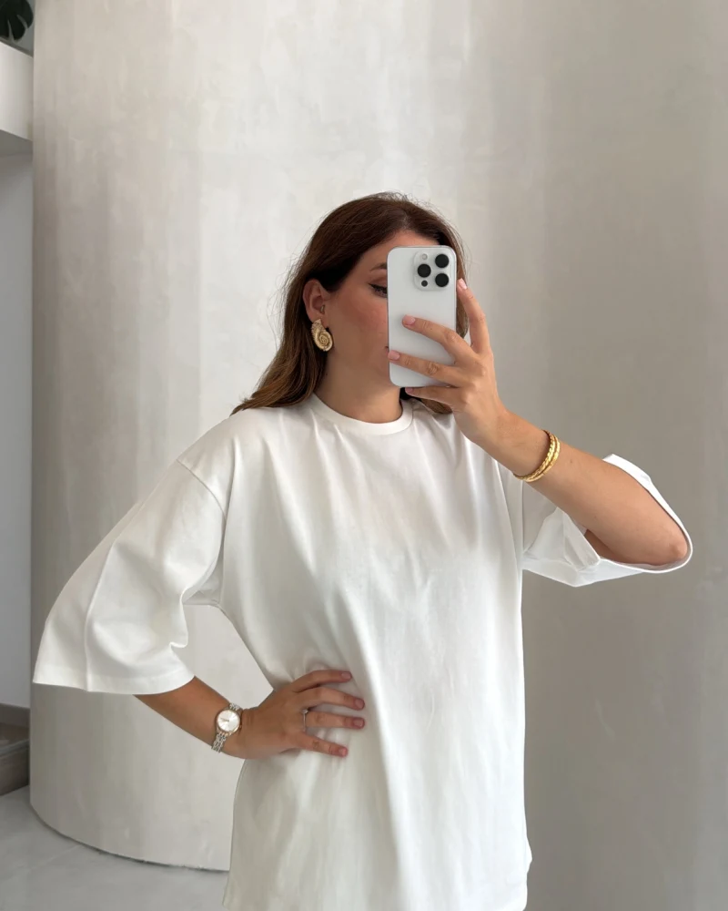 Bisiklet Yaka T-shirt - Ekru - Kod: 180267