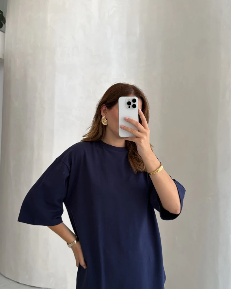 Bisiklet Yaka T-shirt - Lacivert - Kod: 180267