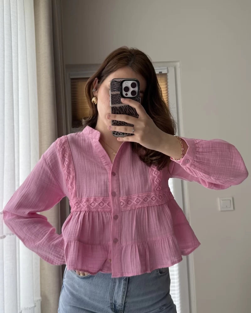Bloom Pembe Dantel Gömlek