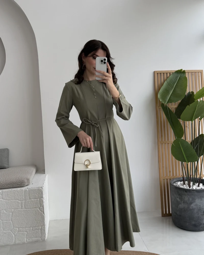 Brandy Kuşaklı Pens Detay Elbise - Mint - Kod: 265011