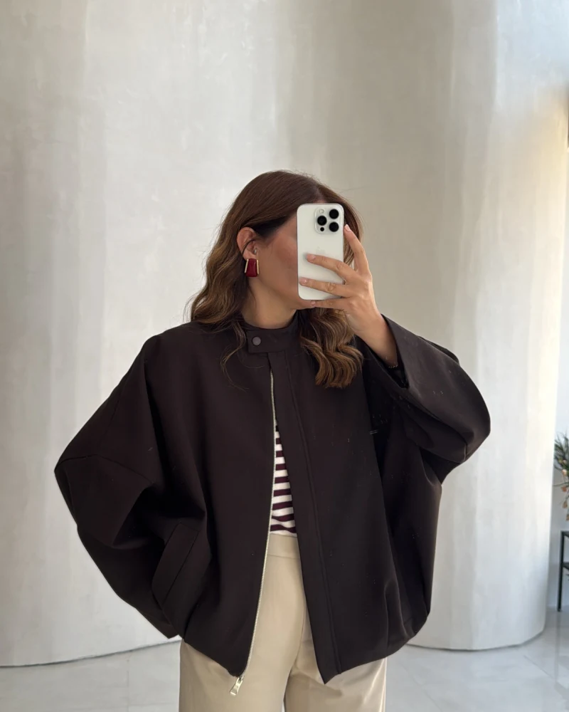 Carlotta Pileli Bomber Ceket - Acı Kahve - Kod: 7781