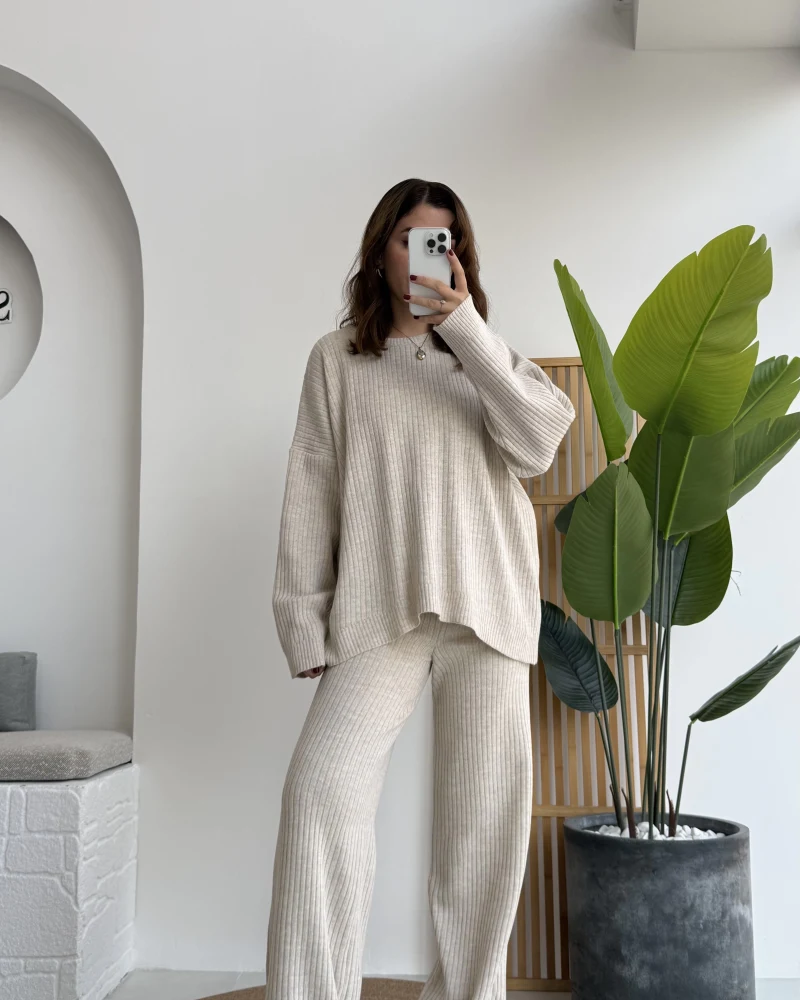 Caroline Triko Takım - Taş - Kod: 7207