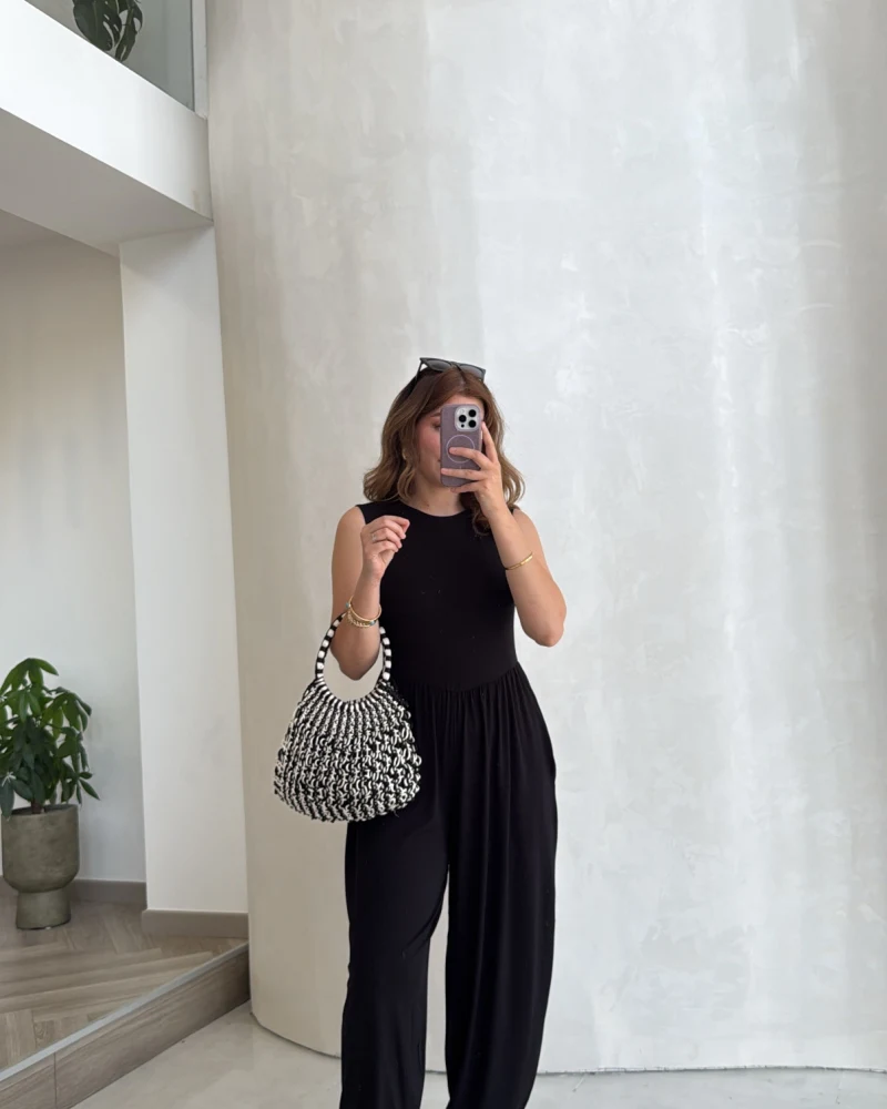 Coquette Sıfır Kol Tulum - Siyah - Kod: 4144