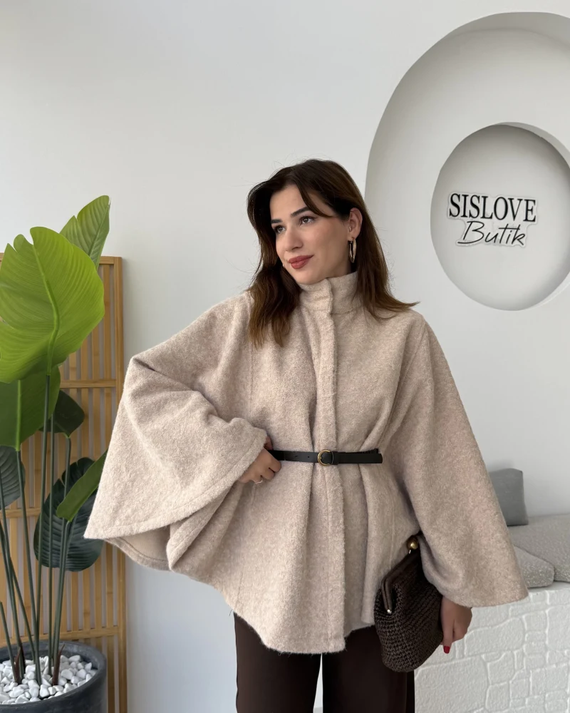 Davina Kaşe Kemer Detay Panço - Latte - Kod: 8014