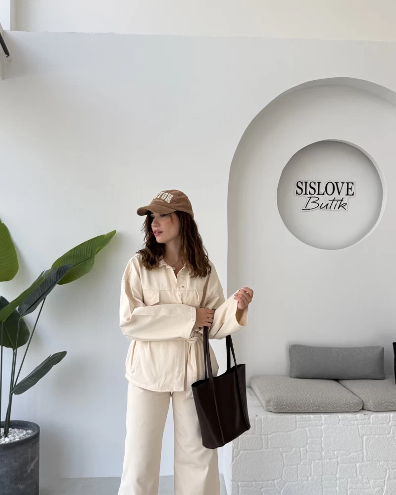 Dixie Premium Kuşaklı Gabardin Takım - Taş