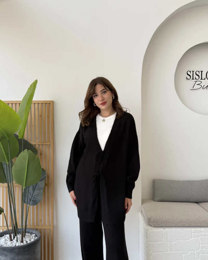 Eliora Çift Bağcıklı Triko Takım - Siyah