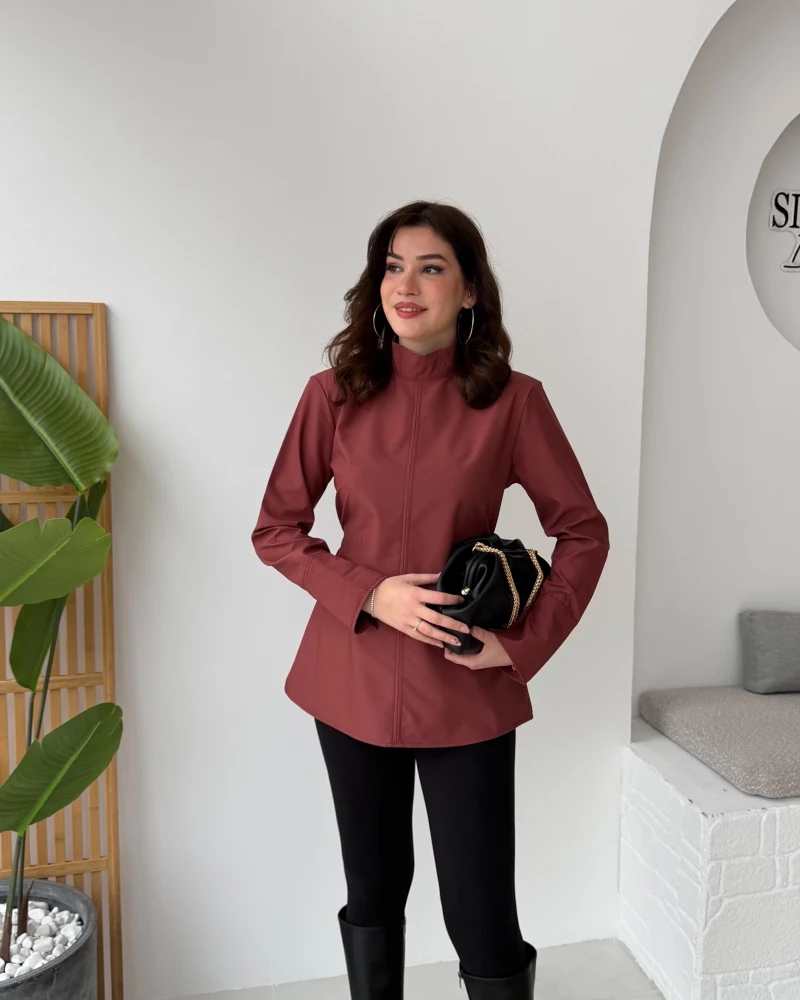 Ellıs Vatkalı Bağlamalı Tunik Gömlek - Kiremit - Kod: 26200