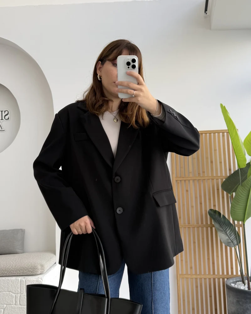 Faylinn Vatkalı Blazer Ceket - Siyah - Kod: 7437