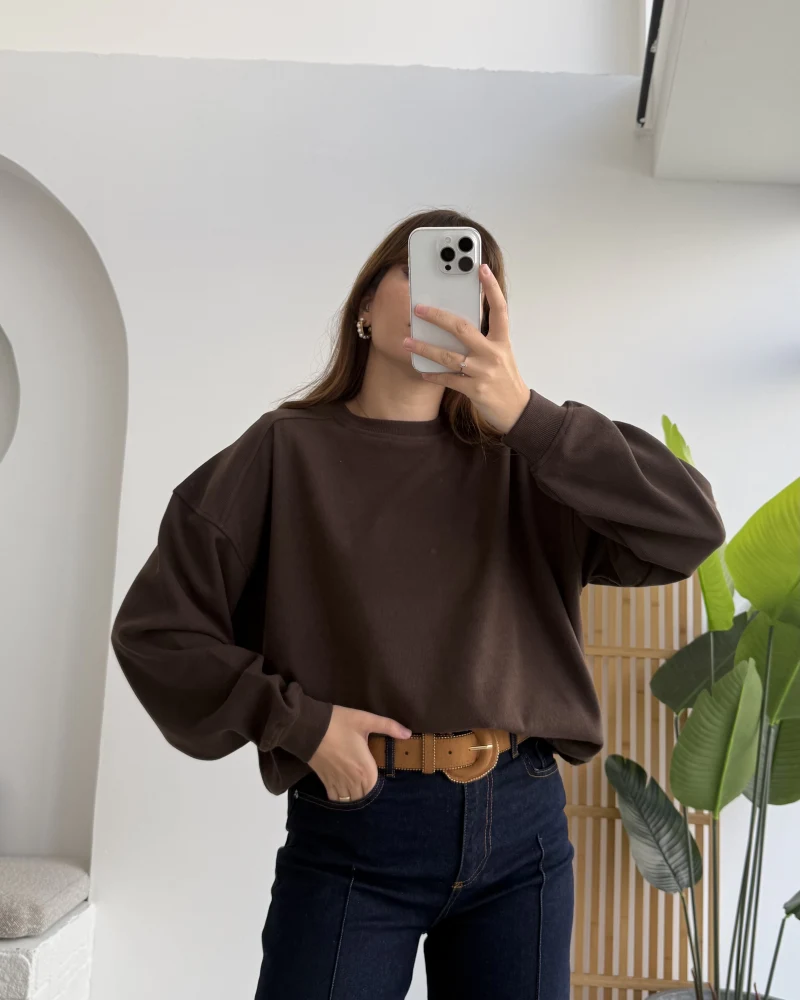 Fitilli Sweat - Kahverengi - Kod: 1053