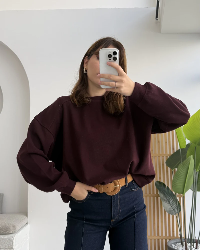 Fitilli Sweat - Mürdüm - Kod: 1053