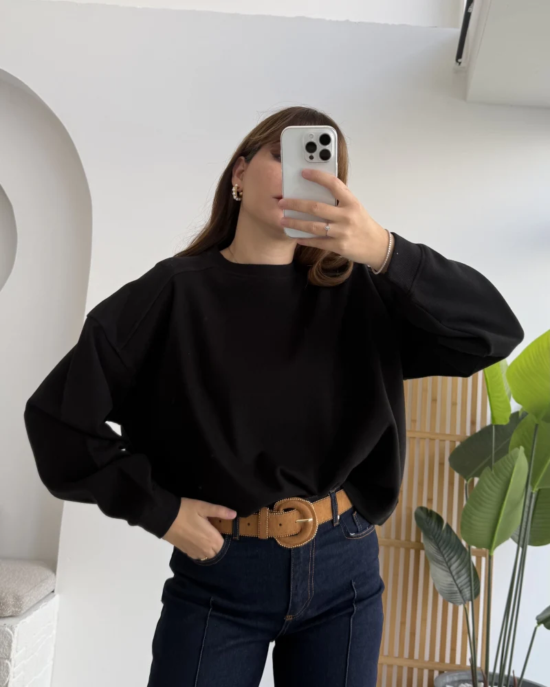 Fitilli Sweat - Siyah - Kod: 1053