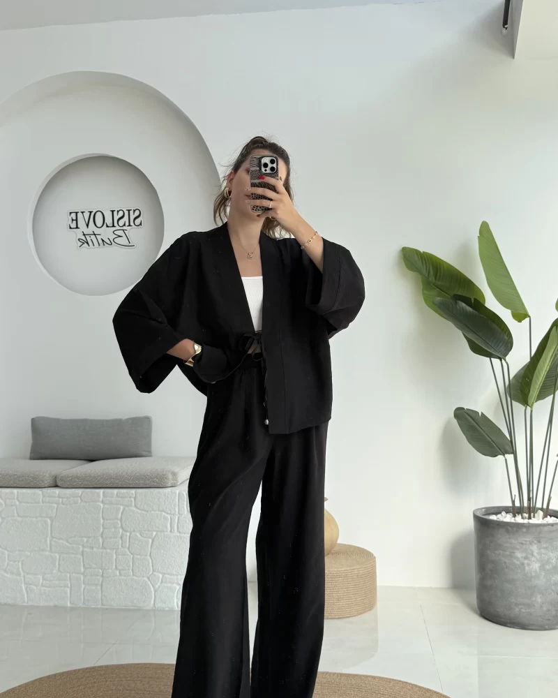 Grape Kimono Takım - Siyah - 8002