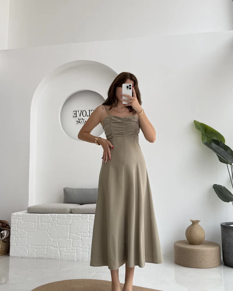 İvy Askılı Elbise - Haki - 2317