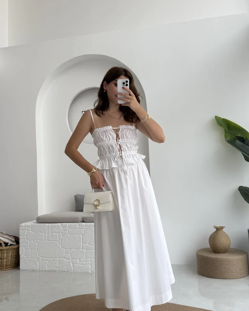 Jessica Gipe Detay Bluz Etek Takım - Beyaz - 2025159