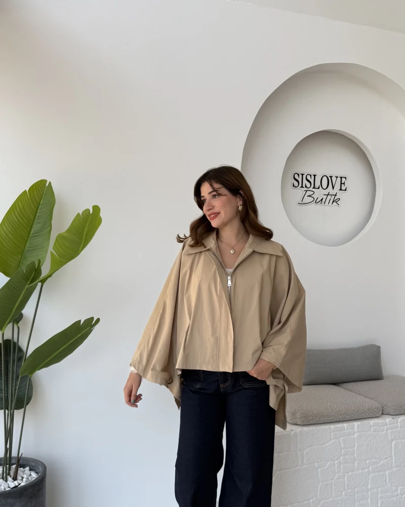 Josie Pelerin Trençkot - Bej - Kod: 7603