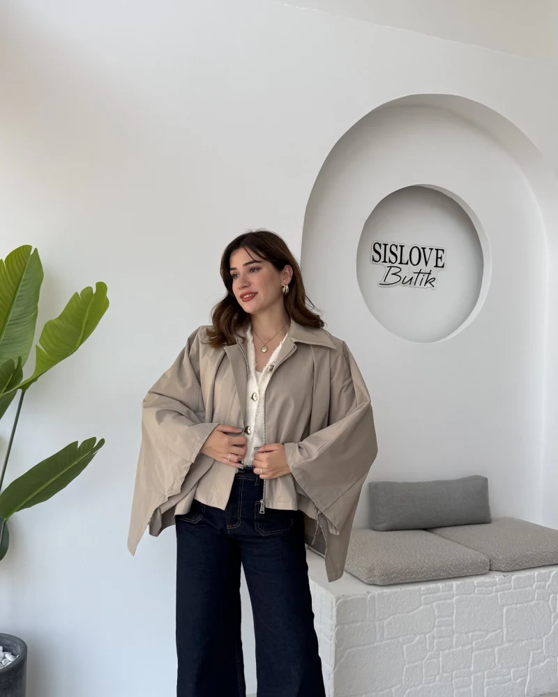 Josie Pelerin Trençkot - Haki Vizon Tonları - Kod: 7603