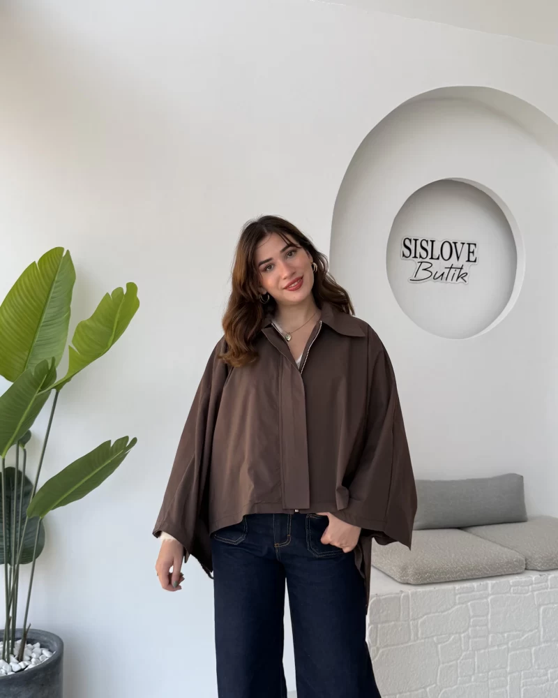 Josie Pelerin Trençkot - Kahverengi - Kod: 7603