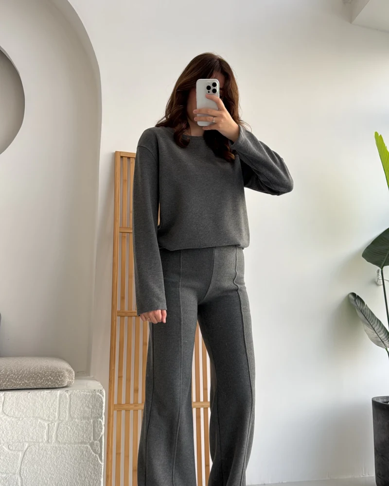 Kadife Fitili Takım Antrasit